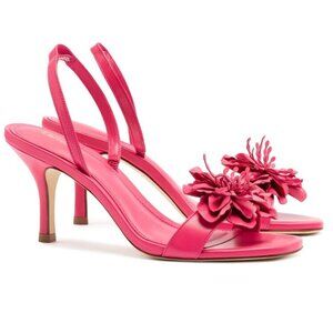 Larroude Hibiscus Slingback Sandals Size 6 Magenta Pink Leather NEW $350